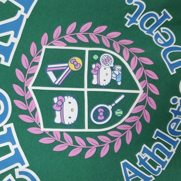 Hello Kitty Athletic Dept. Graphic Cropped Long Sleeve Sweatshirt ~ Green - Picture 8 of 15